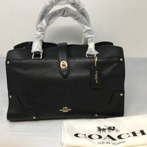 Coach Mercer Satchel Black Grain Leather